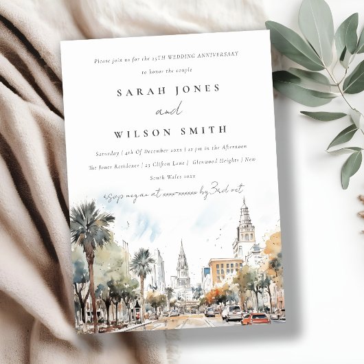 Invitation Chic Orlando Florida Mariage de Skyline Anniversai