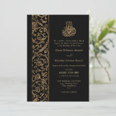 Invitation Chic Ornate Floral Gold & Black Islamic Wedding (Debout devant)