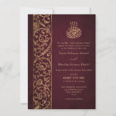 Invitation Chic Ornate Floral Gold & Burgundy Islamic Wedding (Devant)