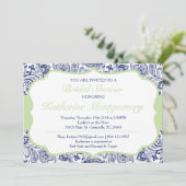 Invitation Chic Paisley Bridal Douche Marine Mint (Debout devant)