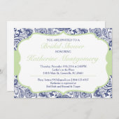 Invitation Chic Paisley Bridal Douche Marine Mint (Devant / Derrière)