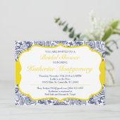 Invitation Chic Paisley Bridal Shower Navy Lemon (Debout devant)