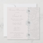 Invitation Chic Paisley Lace, Fleurs & Perles Sweet 16 (Dos)