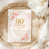 Invitation Chic Pale Rose or Floral 90e anniversaire Invitati
