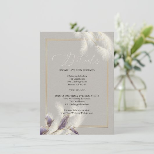 Invitation Chic Pampas Herbe Amethyst Anthurium (Debout devant)