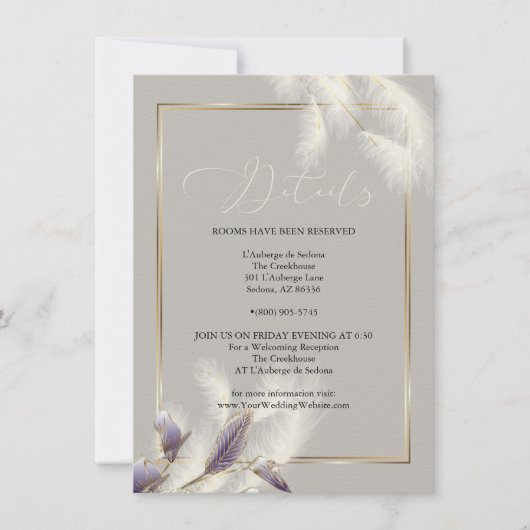 Invitation Chic Pampas Herbe Amethyst Anthurium (Devant)