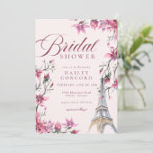 Invitation Chic Paris Cerry Blossom Fête des mariées rose (Debout devant)