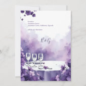 Invitation Chic Paris & Purple Floral Mariage à la date (Dos)