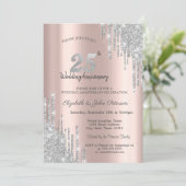 Invitation Chic Parties scintillant argent 25e anniversaire M (Debout devant)