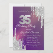 Invitation Chic Parties scintillant Argent Drips Purple 35e a (Devant)