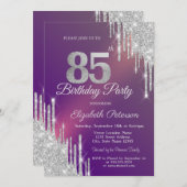 Invitation Chic Parties scintillant Argent Drips Purple 85e a (Devant / Derrière)