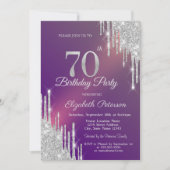 Invitation Chic Parties scintillant Argent Lecteurs Violet 70 (Devant)