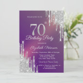 Invitation Chic Parties scintillant Argent Lecteurs Violet 70 (Debout devant)