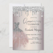 Invitation Chic Parties scintillant Argent, Robe Quinceañera (Devant)