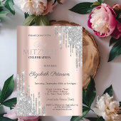 Invitation Chic Parties scintillant Argent Rose Bat mitzvah O