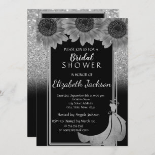 Invitation Chic Parties scintillant Argent Sunflower Fête des