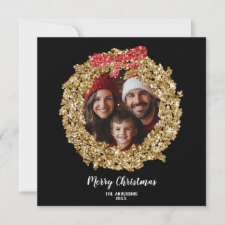 Invitation Chic Parties scintillant Bow Joyeux Noël Wreath Ph