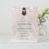 Invitation Chic Parties scintillant d'argent princesse robe Q (Debout devant)