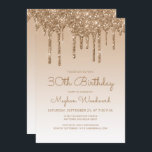 Invitation Chic Parties scintillant Drip Gold 30th Birthday P<br><div class="desc">Cette invitation branchée à 30e anniversaire présente une bordure brillante de fausse parties scintillant or et un arrière - plan sombre. Les mots "30th Birthday" et le nom de l'invité d'honneur apparaissent en écriture manuscrite en or décontracté, le reste du texte personnalisable en or sans serif font. La même conception...</div>