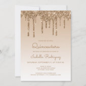 Invitation Chic Parties scintillant Drip Gold Quinceañera (Devant)