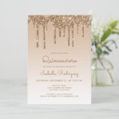 Invitation Chic Parties scintillant Drip Gold Quinceañera (Debout devant)