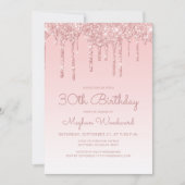 Invitation Chic Parties scintillant Drip rose 30e fête d'anni (Devant)