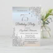 Invitation Chic Parties scintillant Drips Argent 75e annivers (Debout devant)