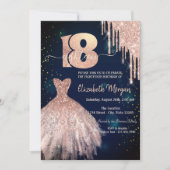 Invitation Chic Parties scintillant Drips Robe Marine Bleu 18 (Devant)