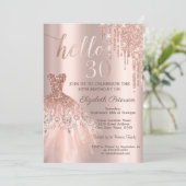 Invitation Chic Parties scintillant Drips robe Rose Gold 30e (Debout devant)