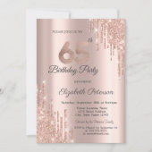 Invitation Chic Parties scintillant Drips Rose Gold 65e anniv (Devant)