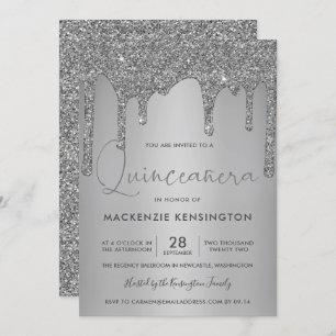 Invitation Chic Parties scintillant étincelante en Argent Qui