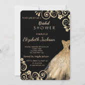 Invitation Chic Parties scintillant Fleurs d'or Fête des mari (Devant)