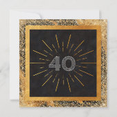 Invitation Chic Parties scintillant Noir et Or 40e anniversai (Dos)