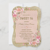 Invitation Chic Parties scintillant or Blush Floral Sweet six (Devant)