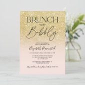 Invitation Chic parties scintillant or brunch chic bubbly nup (Debout devant)