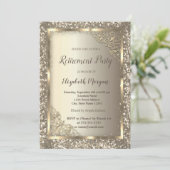 Invitation Chic Parties scintillant or Floral Frame Retraite (Debout devant)