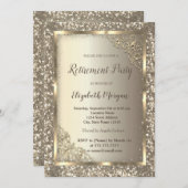 Invitation Chic Parties scintillant or Floral Frame Retraite (Devant / Derrière)