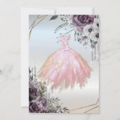 Invitation Chic Parties scintillant, Robe Fleurs Douces 16 (Dos)