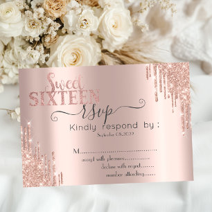 Invitation Chic Parties scintillant Rose Gold Sweet 16 RSVP