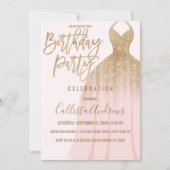 Invitation Chic Parties scintillant Rose or princesse robe An (Devant)