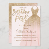 Invitation Chic Parties scintillant Rose or princesse robe An (Devant / Derrière)