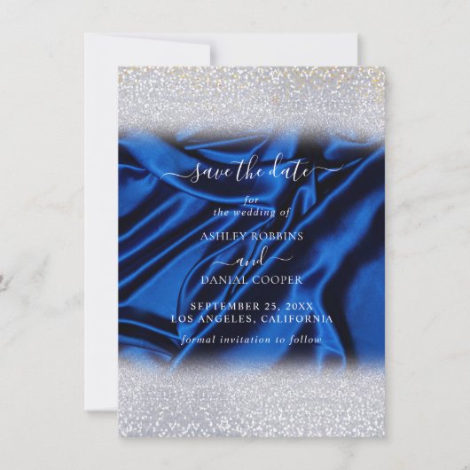 Invitation Chic Parties scintillant Royal Blue Enregistrer la (Devant)