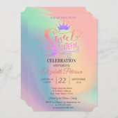 Invitation Chic Parties scintillant Tiara Holographic Sweet 1 (Devant / Derrière)