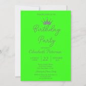 Invitation Chic Parties scintillant Tiara Neon Green Annivers (Devant)