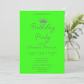 Invitation Chic Parties scintillant Tiara Neon Green Annivers (Debout devant)