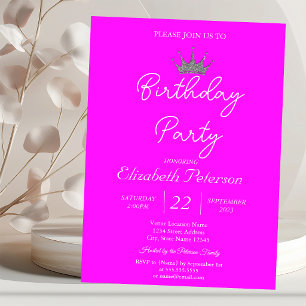 Invitation Chic Parties scintillant Tiara Neon rose Anniversa