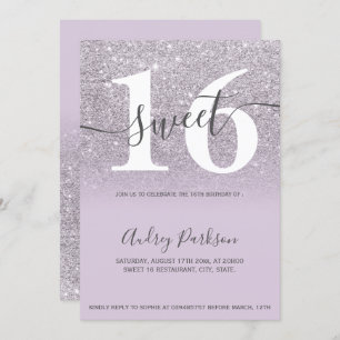 Invitation Chic parties scintillant violet lilas ombre girly 
