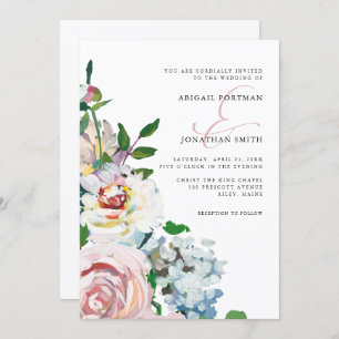 Invitation Chic Pastel Aquarelle Floral Blooms Mariage