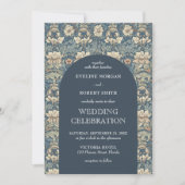 Invitation Chic pastel bleu ivoire floral Art Nouveau (Devant)