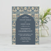 Invitation Chic pastel bleu ivoire floral Art Nouveau (Debout devant)